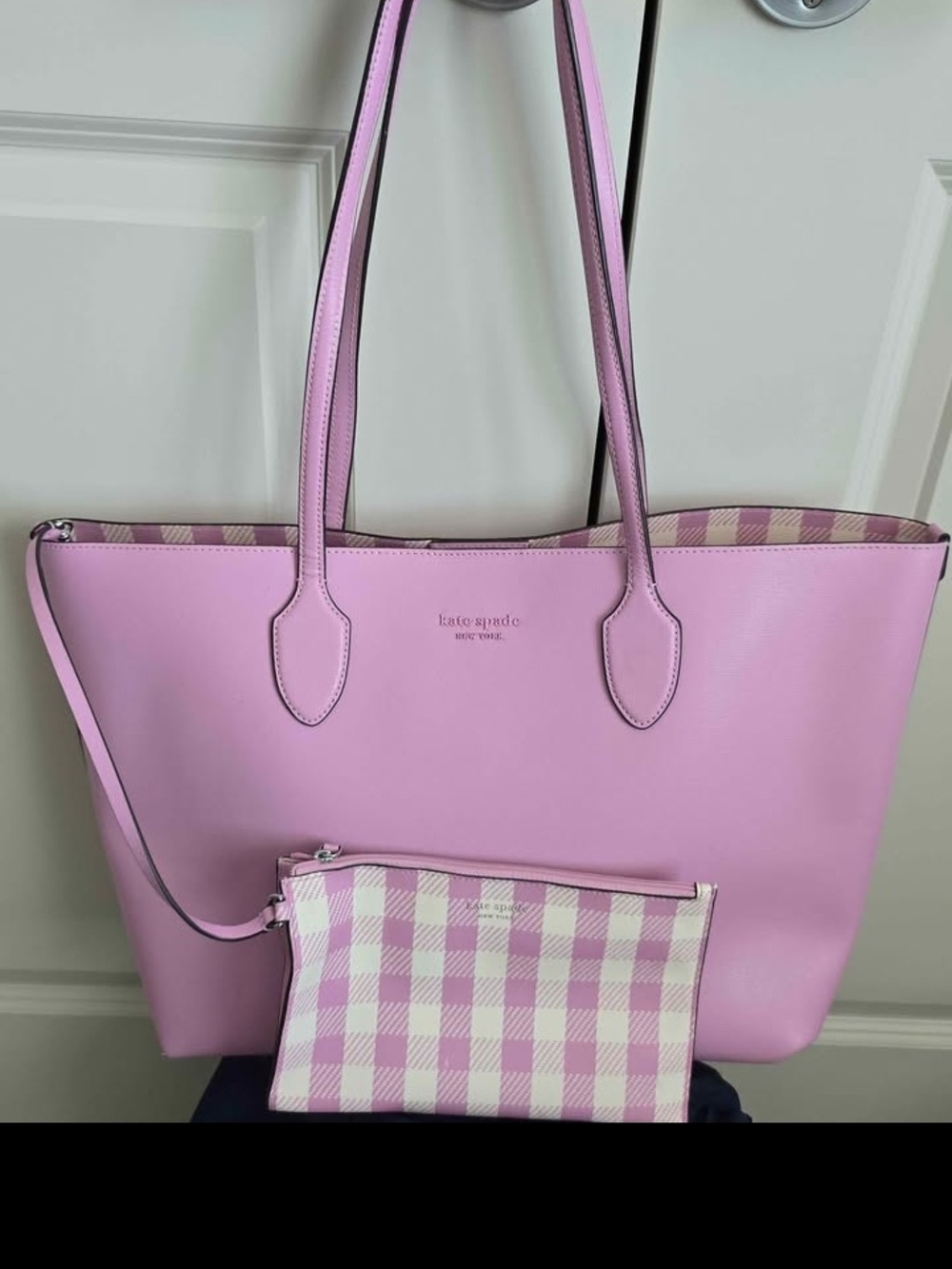 Kate Spade new york Bleecker Gingham Pop Tote in pink